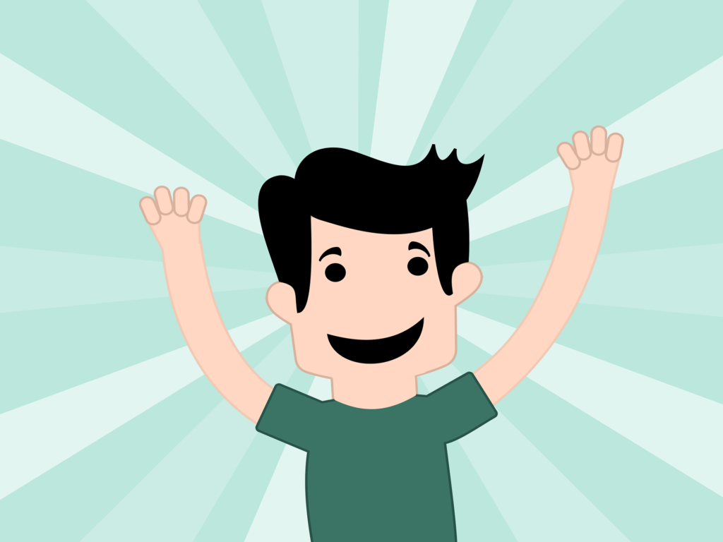 Boy celebrating manifestation success with raised hands