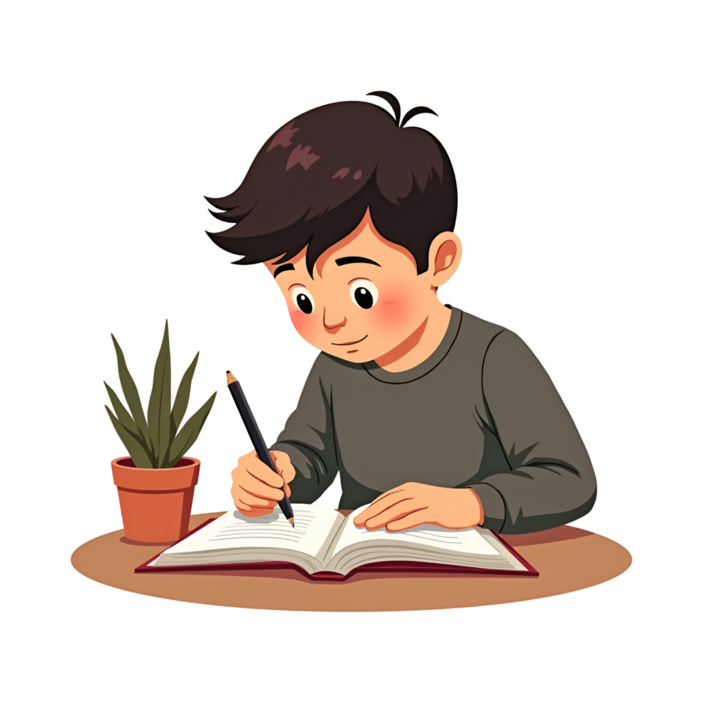 A quiet moment of focus using journal prompts for kids to express feelings