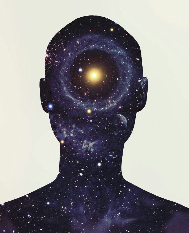 Illustration of a man's head with a bright, glowing brain, symbolizing activated nervous system regulation.