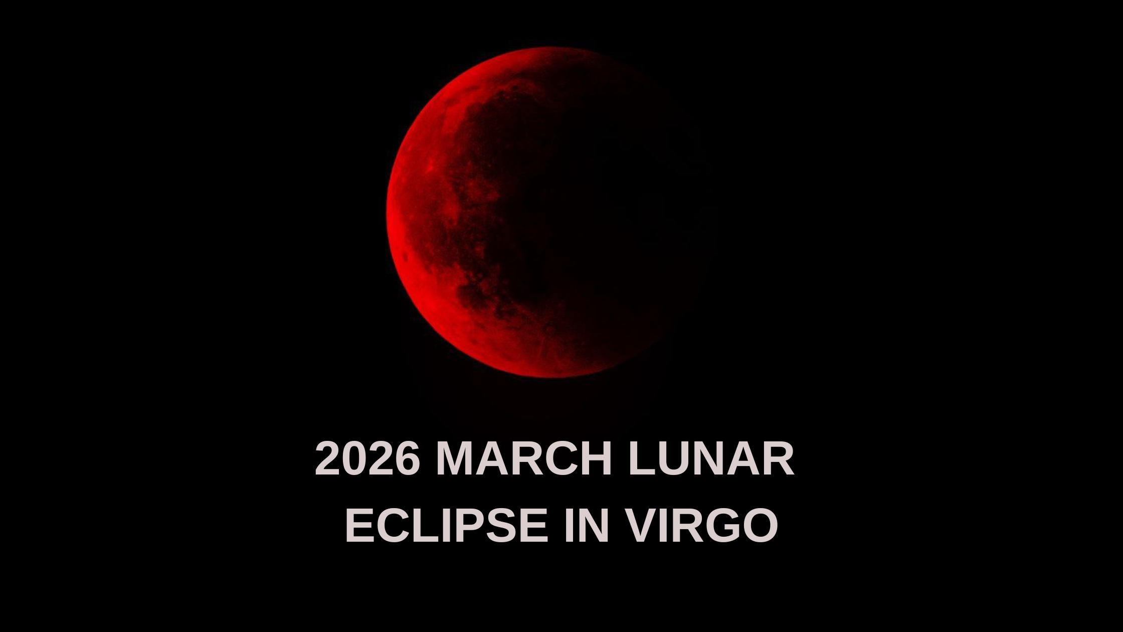A detailed, close-up photograph of a deep red blood moon during the March lunar eclipse in Virgo, showing intricate crater details and the moon's surface.